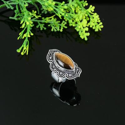Камень Тигровый глаз Серебро 925 пробы Подарок Ювелирное украшение Кольцо Размер 8