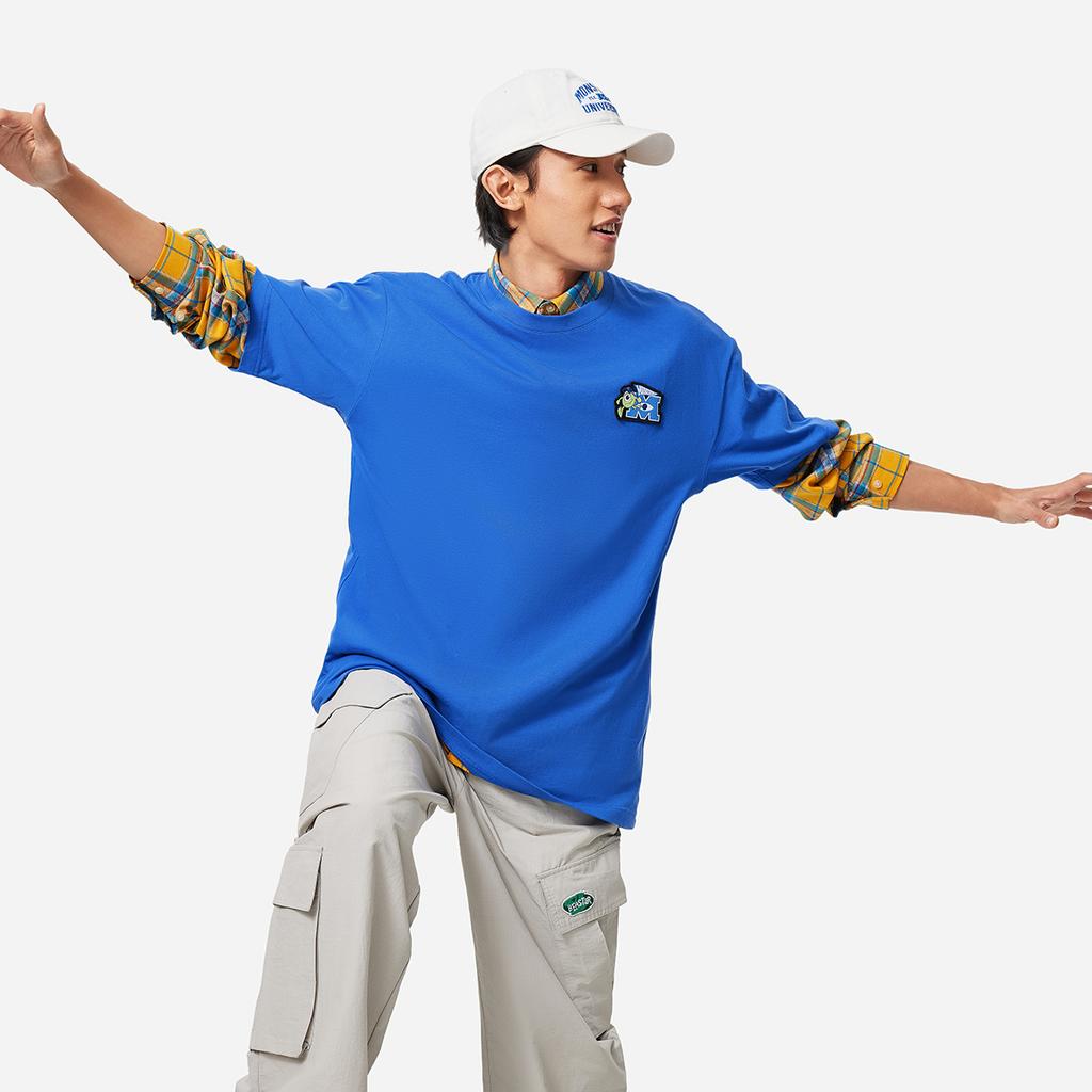 Футболка унисекс с коротким рукавом и круглым вырезом Li Ning X Disney Monsters University Collaboration, свободного покроя, светло-голубого цвета AHSU497-4