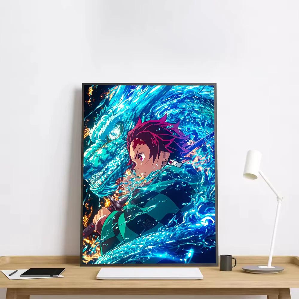 Аниме Фигурка Клинок Рассекающий Демонов Постер HD арт липкий на стену водонепроницаемый дом гостиная спальня бар эстетичное украшение