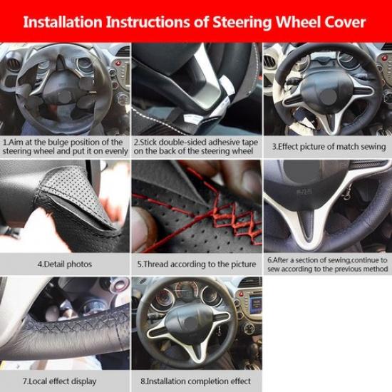 Мягкая кожаная оплетка руля для Toyota Prius 30 XW30 2009 - 2015 ЧЕРНАЯ
