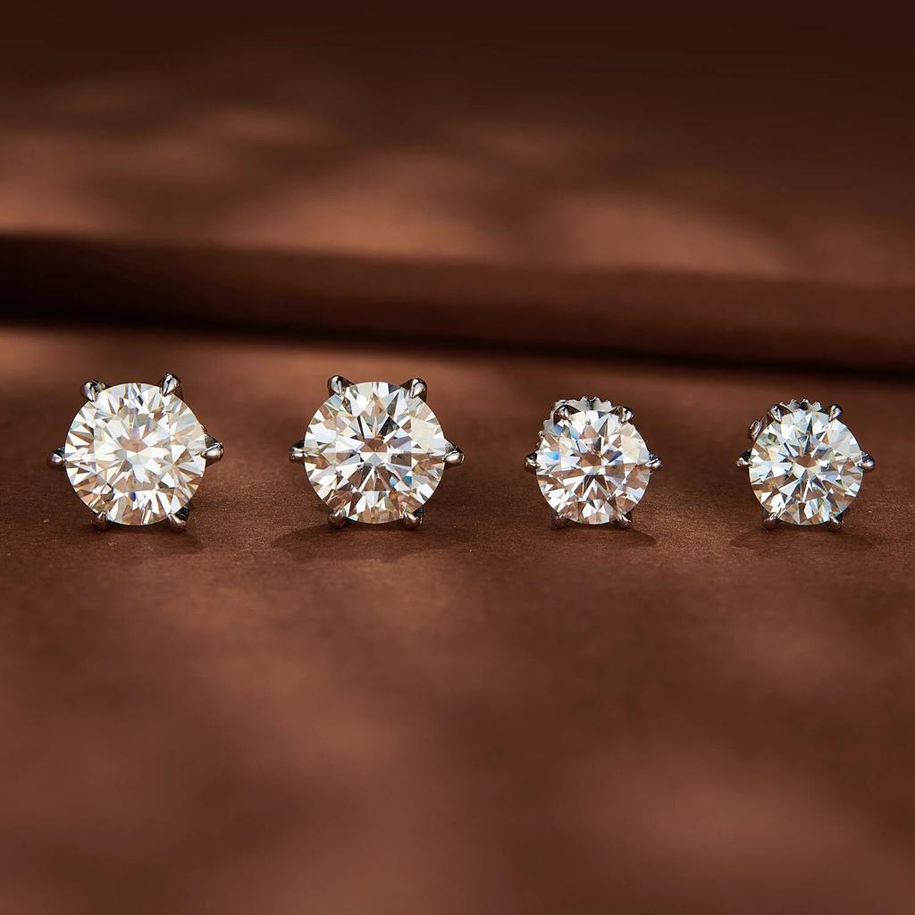 D цвет 2CT Муассанит серьги-гвоздики в форме сердца полые серьги с шестью когтями в виде короны круглой огранки с лабораторным бриллиантом и платиновым покрытием для женщин на свадьбу