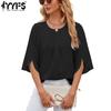 Women's Fashion Casual Summer Spring Solid Color Print Short Sleeve O-Neck Blouses & Shirts