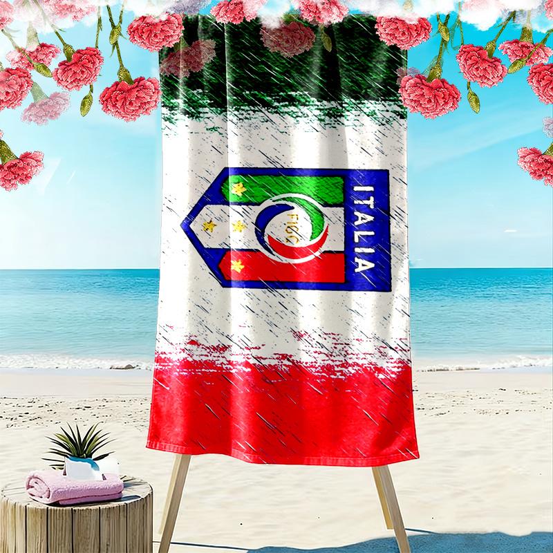 Italian Football Print Beach Towel, Large Soft Quick Dry Towel for Beach Camping Swimming