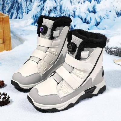 Женская мода Высокие зимние ботинки Плюшевые хлопковые туфли Зимние теплые уличные кроссовки Нескользящие ботинки для ходьбы и походов