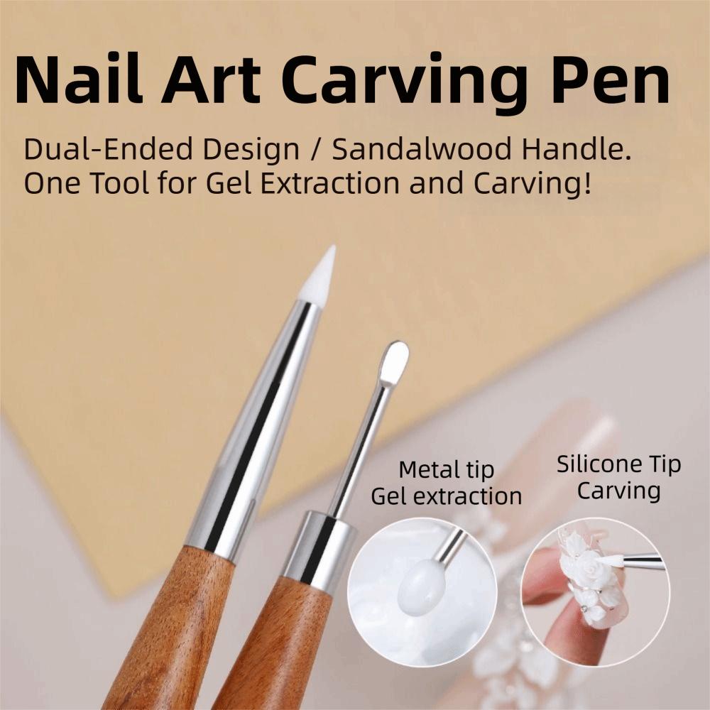 Nail Dotting Pen Nail Embossing Painting Pen Double Headed Silicone Carving Pen DIY Manicure