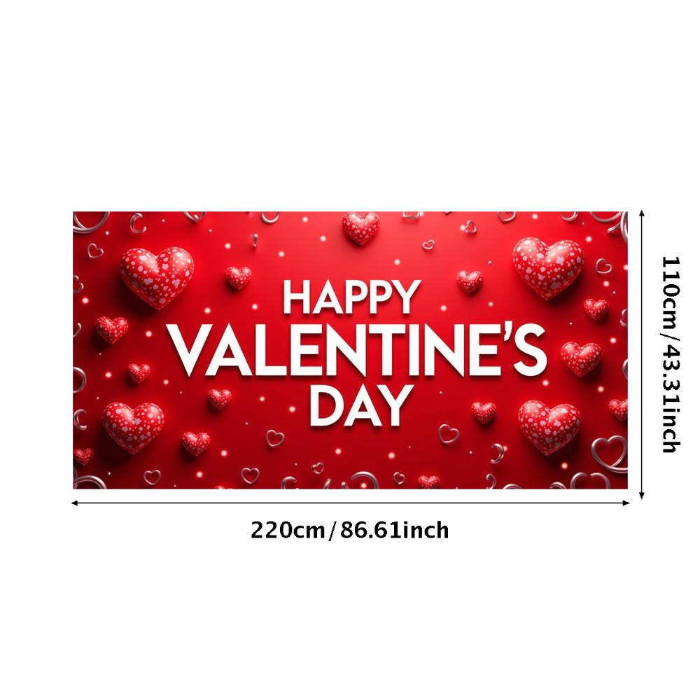 Valentine's Day Banner Backdrop Romantic Decorations Heart Background Red Love Celebration Photography Prop Party Supplies
