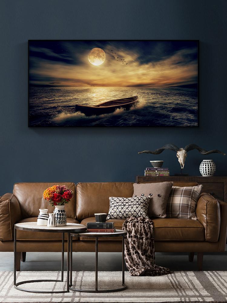 Творческая цифровая картина маслом моря и корабля Пейзажная печать Картина маслом Модное украшение дома Куадрос Фоновое украшение стены