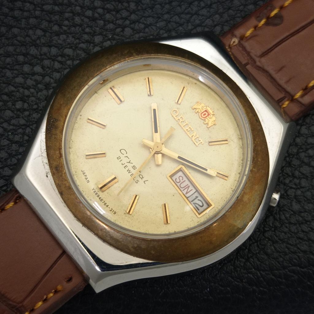 ЯПОНИЯ ВИНТАЖ ORIENT CRYSTAL АВТОМАТИЧЕСКИЕ 46941 МУЖСКИЕ ЧАСЫ ОРИГИНАЛЬНЫЙ ЦИФЕРБЛАТ a703368-1