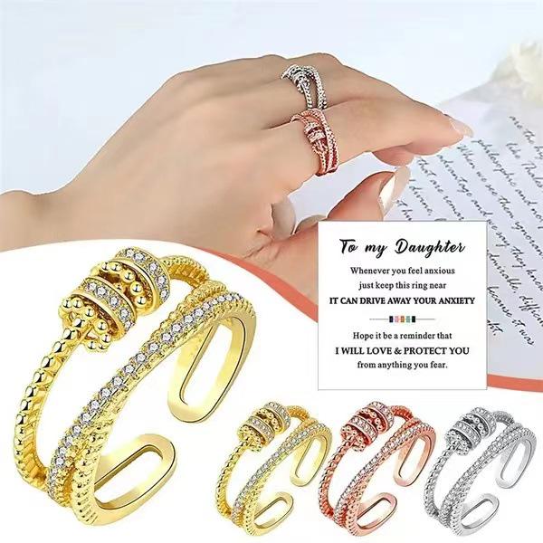 Women's Trendy Double-Layer Zircon Open Finger Ring - Anxiety Relief