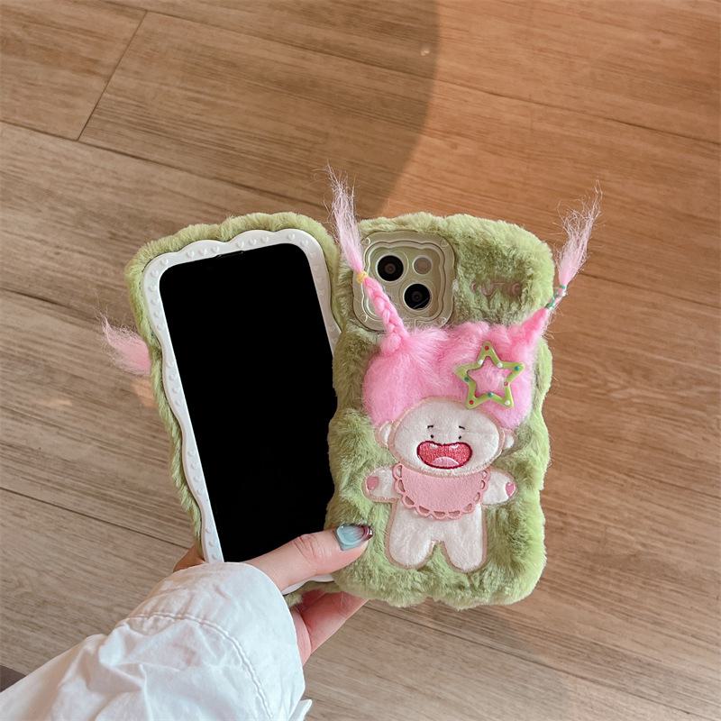 Apple 15 Чехол для мобильного телефона Promax Plush 12 Мультяшная кукла Fried Fur 14 Кронштейн 13 Защита от падений 11 Милый.