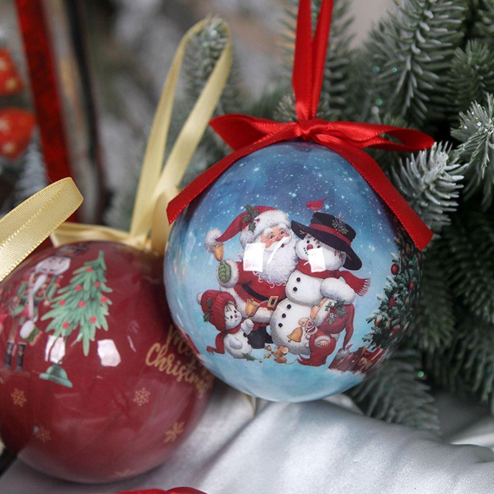 2pcs 8cm Christmas Ball Delicate Hanging Ornament Crafts Decal Ball  Party