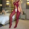 Sexy Underwear Burgundy Suspenders Jacquard Hollowed-out Sexy Net Socks Net Coat
