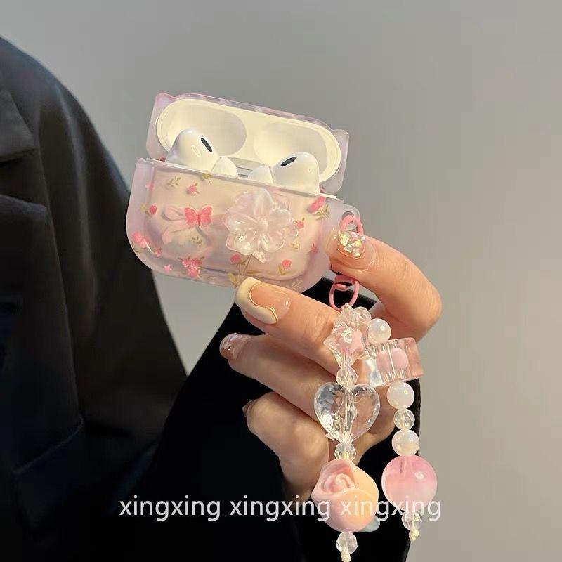 3D градиентный узор с бабочками и цветами Чехол для наушников AirPods 4 3 2 1 Pro2 Жесткий ПК чехол для AirPods 4 4-го Pro 2-го Coque FundasЦветочный кулон