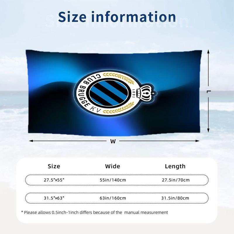 Club Brugge FC print Quick Dry Beach Towel Microfiber Absorbent Portable Travel Swimming Towel