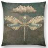 Classic Retro Magical Animals Sofa Throw Pillow Case Blue Whale Owl Bat Bee Octopus Vintage Cushion Cover