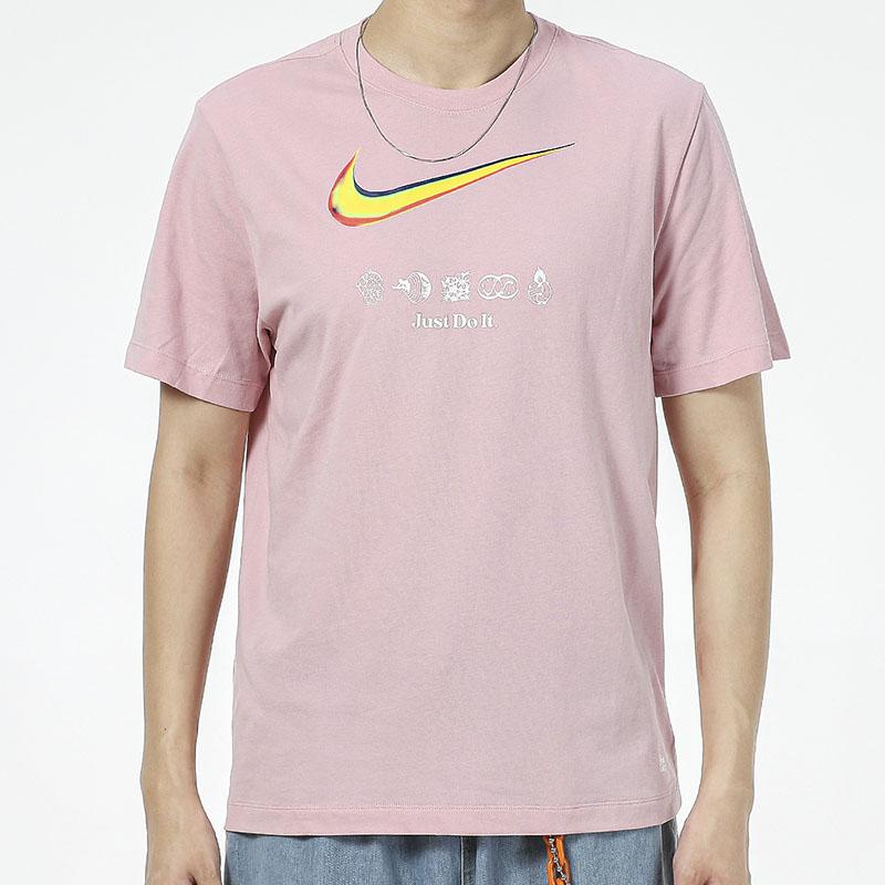 Nike T Shirts Men's Pink Crew Neck Moderate DM7907-630