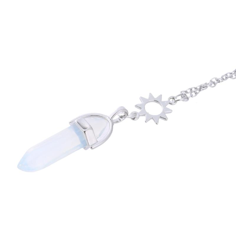 2PCS Natural Stone Hexagonal Column Crystal Pendant for Sun and Moon Charm Best Friends Jewelry Bullet Stone Women BFF G