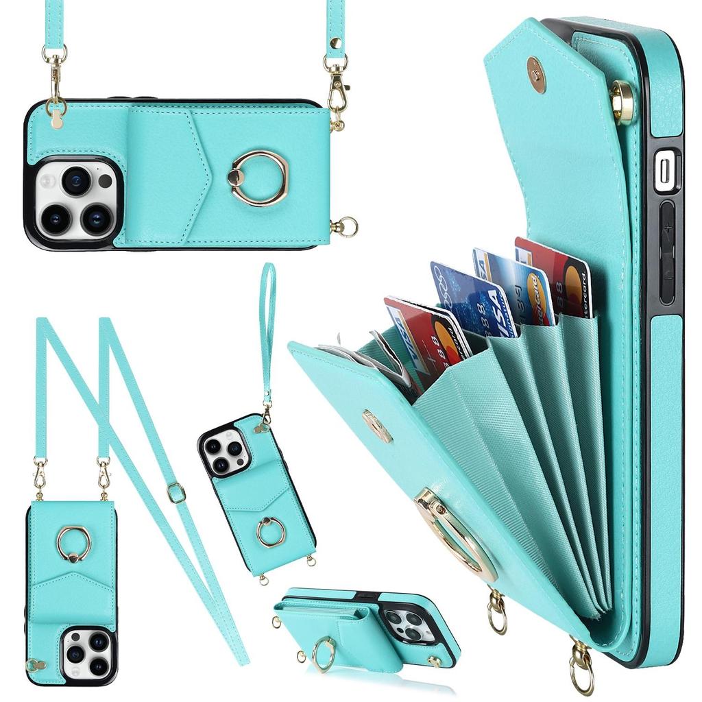 Crossbody Card Bag Wallet Ring Holder Leather Case for iPhone 15 14 13 12 11 Pro Max XS MAX XR for Samsung S23 S22 S21 S20 Ultra Plus A14 A13 A53 A54