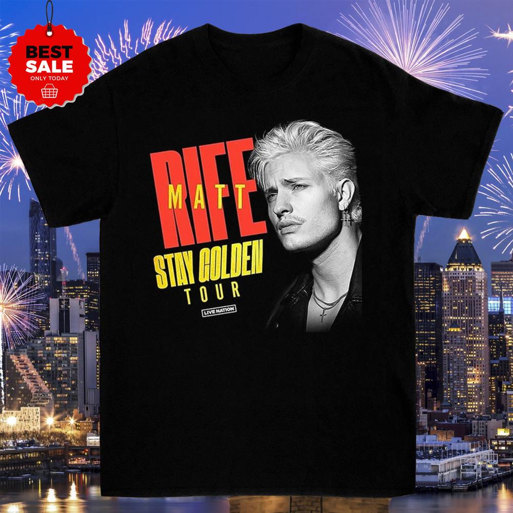 Matt Rife Comedian Stay Golden Tour 2025 Black Cotton T Shirt Full Size EE152 Unisex T-Shirt