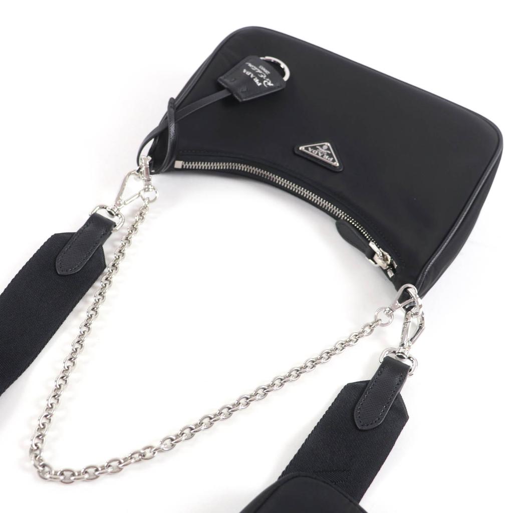 Безупречная сумка PRADA через плечо Re-Edition Логотип-треугольник 2-сторонняя с кошельком 1BH204 Б/у