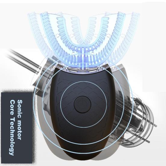 Electric Toothbrush U-Shaped Ultrasonic Silicone 360 Degrees Automatic Blue Light Toothbrush for Home Use