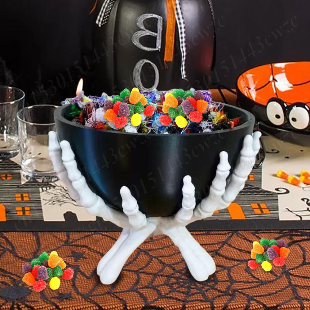2025 Halloween Candy Bowl Multifunctional Gothic Skeleton Hands Storage Holder Detachable Halloween Organizer Home Decorations