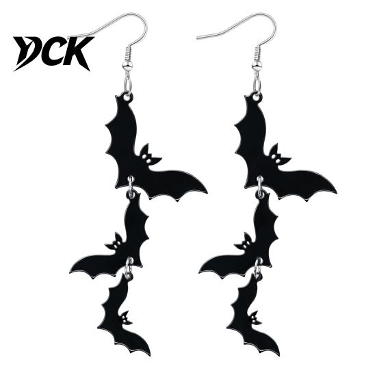 Lightweight Bat Pumpkin Skeleton Dangle Jewelry 1 Pair Halloween Earrings for Women, Acrylic Gothic Earrings, Creative Printed Spooky Drop Party