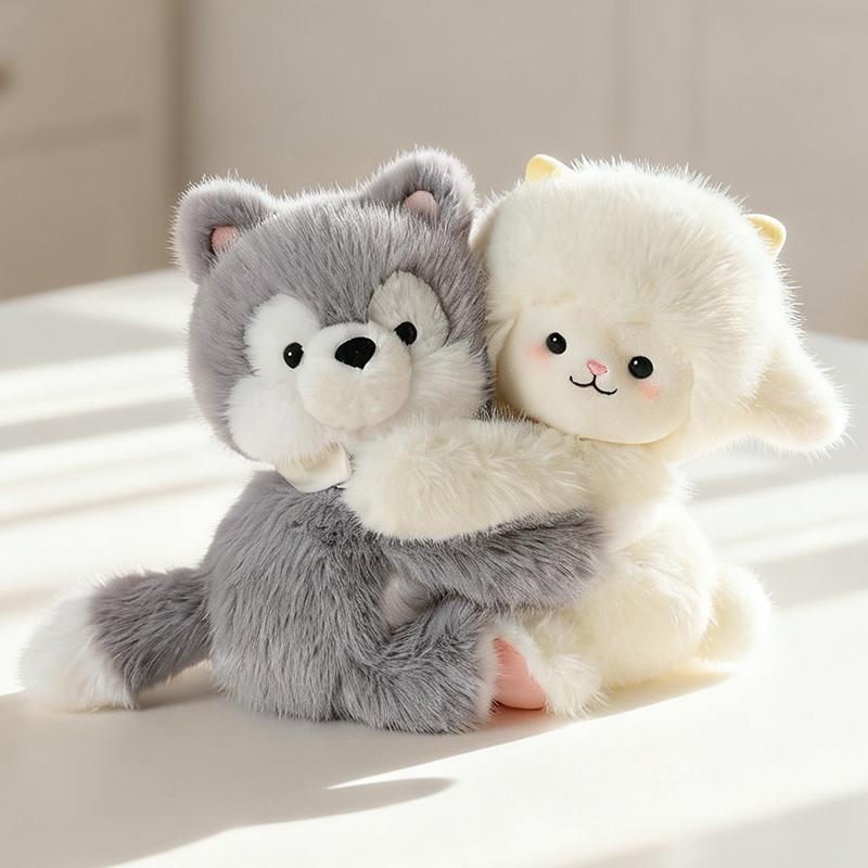 18cm Cartoon Fun Cuddle Animal Plush Doll Hug Sheep Wolf Pig Dog Raccoon Panda Cow Horse Plush Toy Home Decor Gift For Children