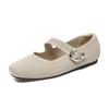 Весна 2026 Вязаные Ткани Туфли Мэри Джейн Женские Балетки Удобные Мягкие Туфли с Квадратным Носком и Неглубоким Вырезом для Женщин