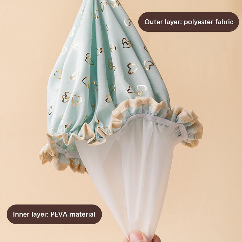 Водонепроницаемая шапочка для душа, двухслойная эластичная накладка для волос, женские принадлежности для кухни, ванной, шампуня, шапочки для купания