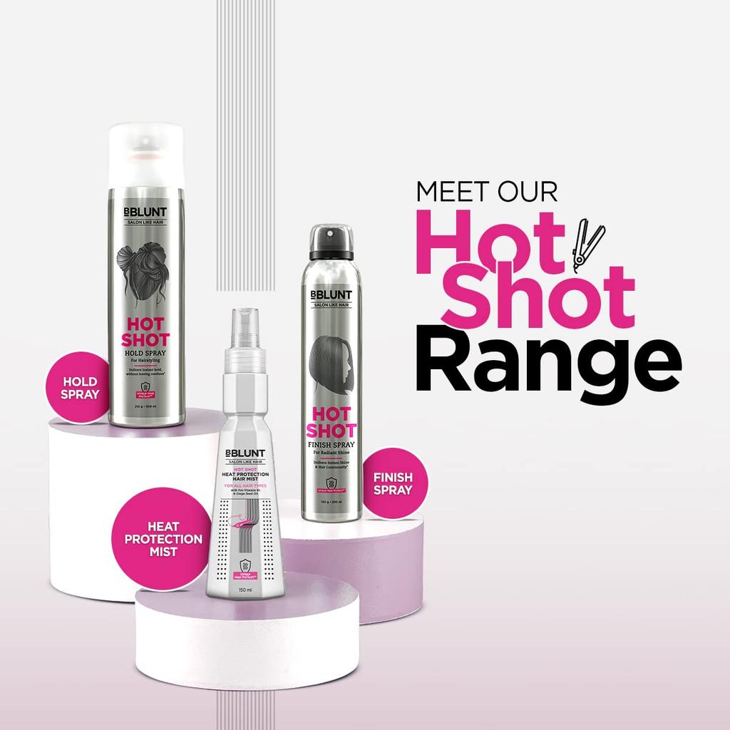 Bblunt Hot Shot Heat Protection Hair Mist 150 ml for Men & Women Upto 230° C Frizz Control