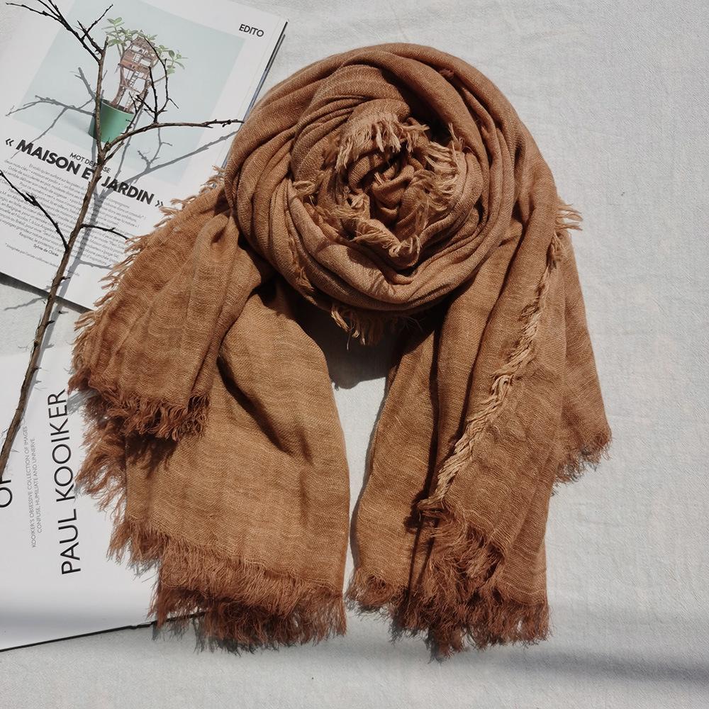 New Autumn and Winter Scarf Women's Shawl Wool Scarf Naturally Wrinkled Men's Scarf Turban