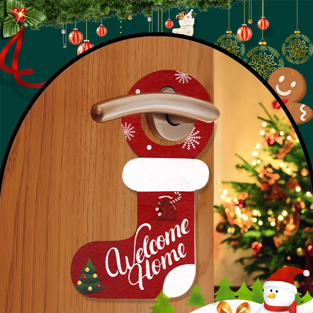 Festive Christmas Door Decoration Ornament Santa Gift Door Wall Hanging Ornament Christmas Tree Hanging Decors