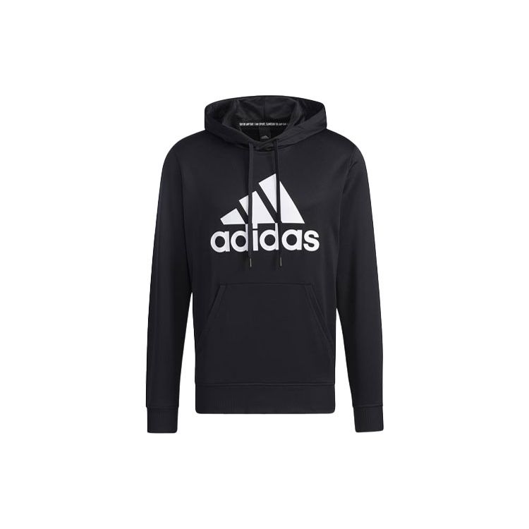 adidas Мужская толстовка с капюшоном с большим логотипом и принтом, черная GN0827