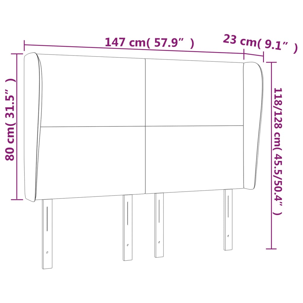 Headboard with Ears Blue 147 x 23 x 118 128 cm Fabric