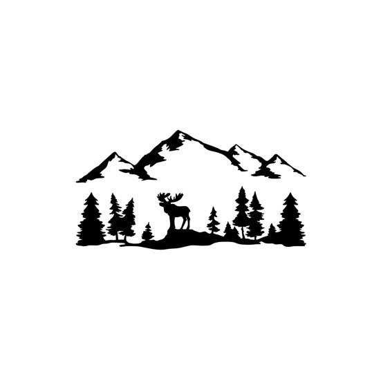 Stylish Vinyl Sticker Durability Removable Sun-proof Long-term Trees Mountain Vinyl Art Sticker for Truck