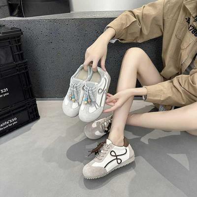 Уродливо-милые женские кожаные кроссовки на толстой подошве, осень 2025, корейский стиль, универсальные белые кеды для студентов