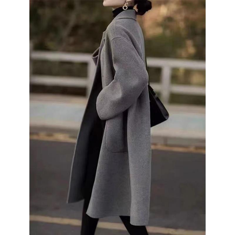 Women's Woolen Coat 2023 - Autumn/Winter Collection, Large/Small Sizes, Loose Fit, Mid-Length, Slim Style