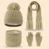 3Pcs/Set Kids Hat Scarf Gloves Set Rainbow Twist Texture Plush Ball Decor Knitting Hat Long Scarf Winter Gloves Set
