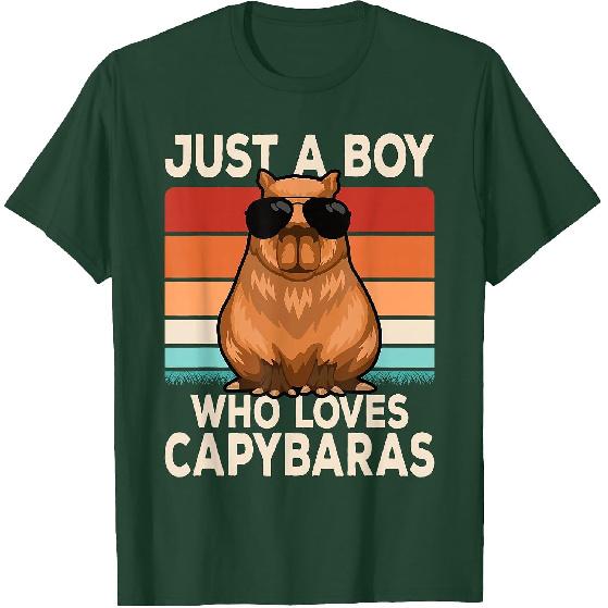 Just A Boy Who Loves Capybaras Funny Capybara Boys T-Shirt