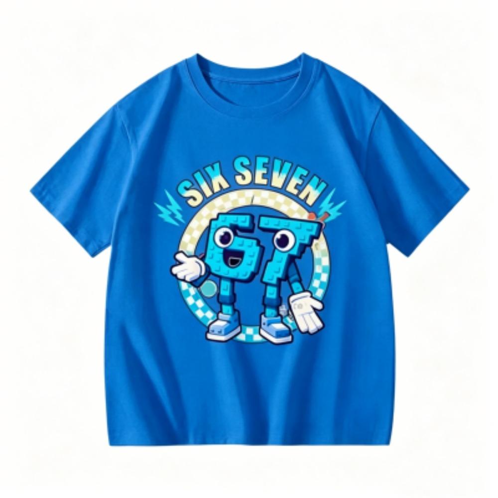Summer Men's Clothing Six Seven 67 Print T-shirt Men's and Women's Casual Tees Tops Fashion Men's O-Neck Short Sleeve T-shirt