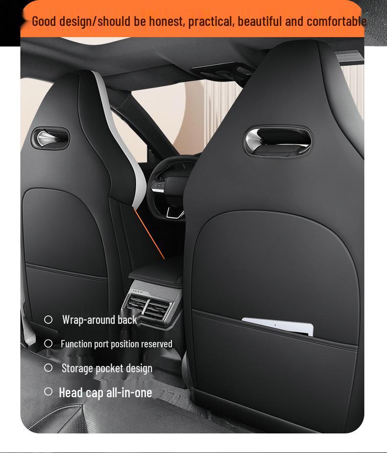 A06 Universal Full-Surround Car Seat Cushion, Four Seasons, Five-Seat Leather Cover