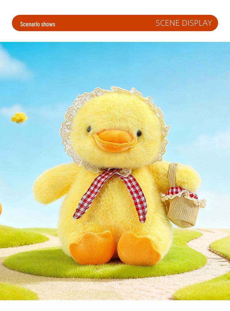 Yellow Duck Plush Toy with Scarf - Cute Little Doll Animal Figure, Perfect Birthday Gift Ornament