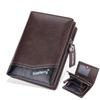 Mens Vintage Fashion Patchwork Card Holder Soft Pu Leather Zipper Coin Purse Multi-card Wallet Birthday Gift for Boyfriend Husband