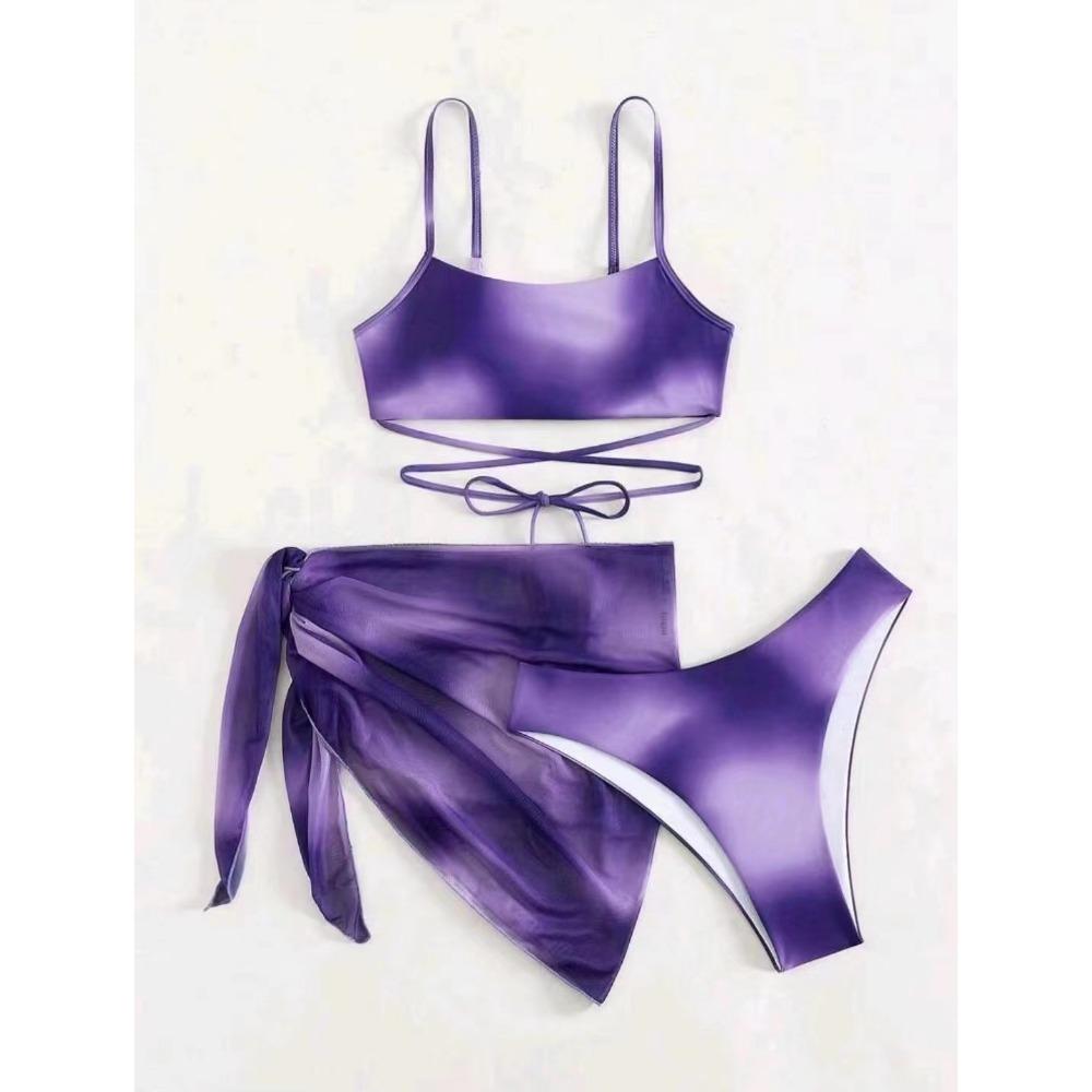 European and American Sexy Printed Tie-Dye Split Bikini Fashion Colorblock Swimsuit