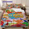 Whimsical Adventure Chocolate Land Bedding (1 * duvet cover + 2 * pillowcase, without core) 2D Flat Duvet cover and pillowcase Christmas birthday gift