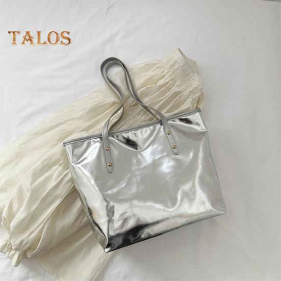 Женская сумка-тоут из искусственной кожи, однотонная сумка через плечо, глянцевая, повседневная, для подмышки, для телефона, ключей, карт, работы, путешествий, вечеринок