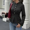 Womens Elegant Striped Wrap Waist Blouse Long Sleeve Office Shirt Slim Fit Professional Workwear 2026 Fall