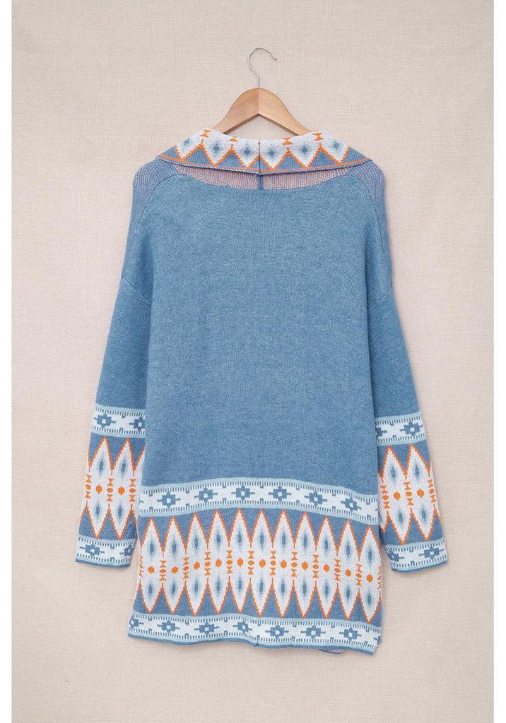 Shi Ying Ethnic Style Printed Knit Cardigan for Women - Autumn/Winter Collection