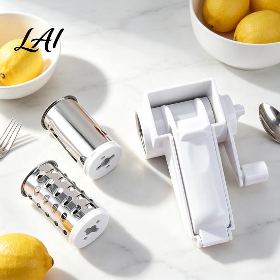 Removable Blade Slicer Manual Cheese Grater 3 in 1 Rotary Shredder for Kitchen Vegetable Cutter Parmesan Hand Crank Tool Easy Food Preparation